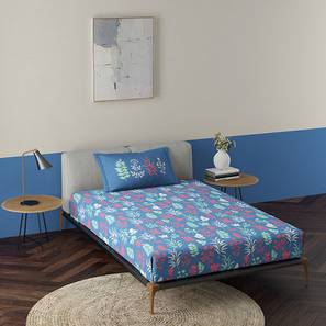 Bedsheets In Bangalore Design Blue Floral 120 TC Cotton Single Size Bedsheet with 1 Pillow Covers