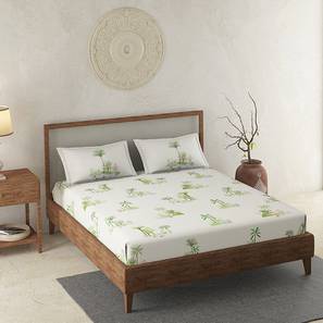Bedsheets In Bangalore Design White Floral 210 TC Cotton Queen Size Bedsheet with 2 Pillow Covers