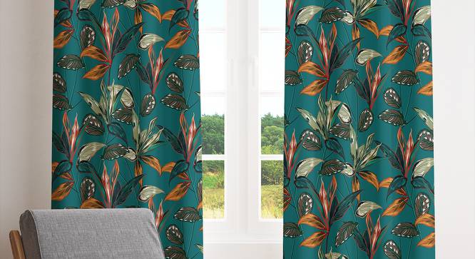 Orly Green Polyester 7 Feet Door Curtain Set of - 2 (Green, Eyelet Pleat) by Urban Ladder - Front View Design 1 - 669184