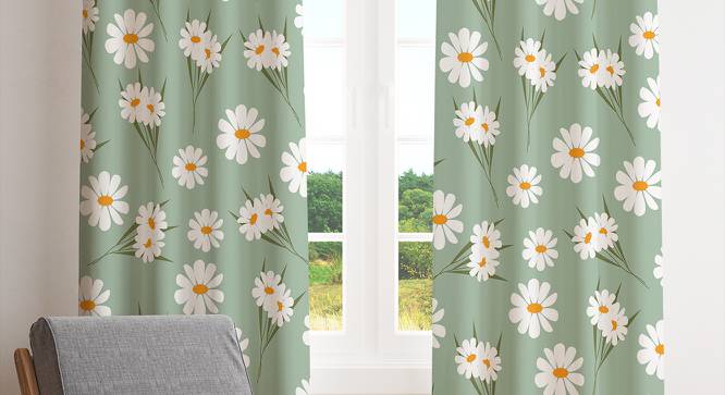 Woodson Green Polyester 7 Feet Door Curtain Set of - 2 (Green, Eyelet Pleat) by Urban Ladder - Front View Design 1 - 669185