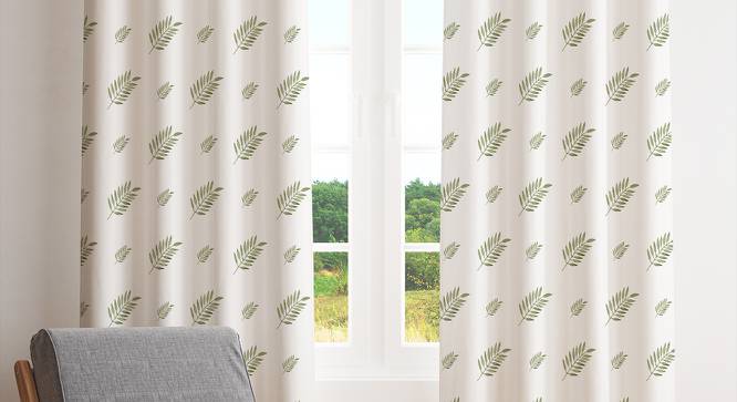 Teigen White Polyester 7 Feet Door Curtain Set of - 2 (White, Eyelet Pleat) by Urban Ladder - Front View Design 1 - 669251
