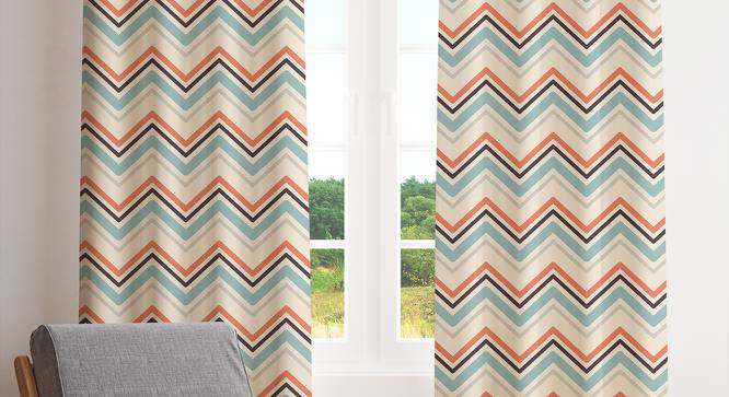 August Multicolor Polyester 7 Feet Door Curtain Set of - 2 (Eyelet Pleat, Multicolor) by Urban Ladder - Front View Design 1 - 669255
