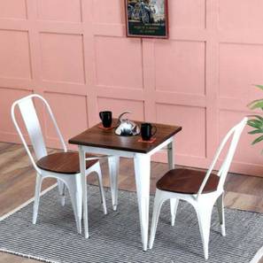 2 Seater Dining Table Design Celeste Metal 2 Seater Dining Table with Set of Chairs in Glossy Finish