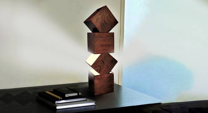 Bryan Table Lamp with Solid Wood Base (Coffee) by Urban Ladder - Design 1 Side View - 669823