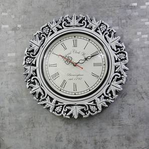 Wall Clocks Design White Engineered Wood Round Analog Wall Clock