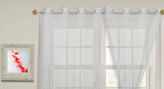 Vermilin Weavees White Sheer Traditional Cotton Curtains For Bedroom (213 x 112 cm),Pack of 1 (White, Eyelet Pleat) by Urban Ladder - Front View Design 1 - 670395