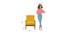 Memsaab Arm Chair - Floral Swirls Red (Yellow, sheesham wood Finish) by Urban Ladder - Design 1 Dimension - 670492