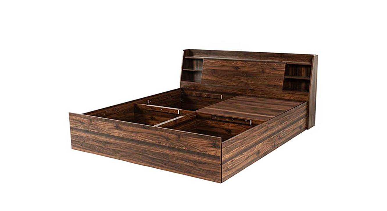 Imagino Solid Wood Queen Size Box Storage Upholstered Bed in Matte