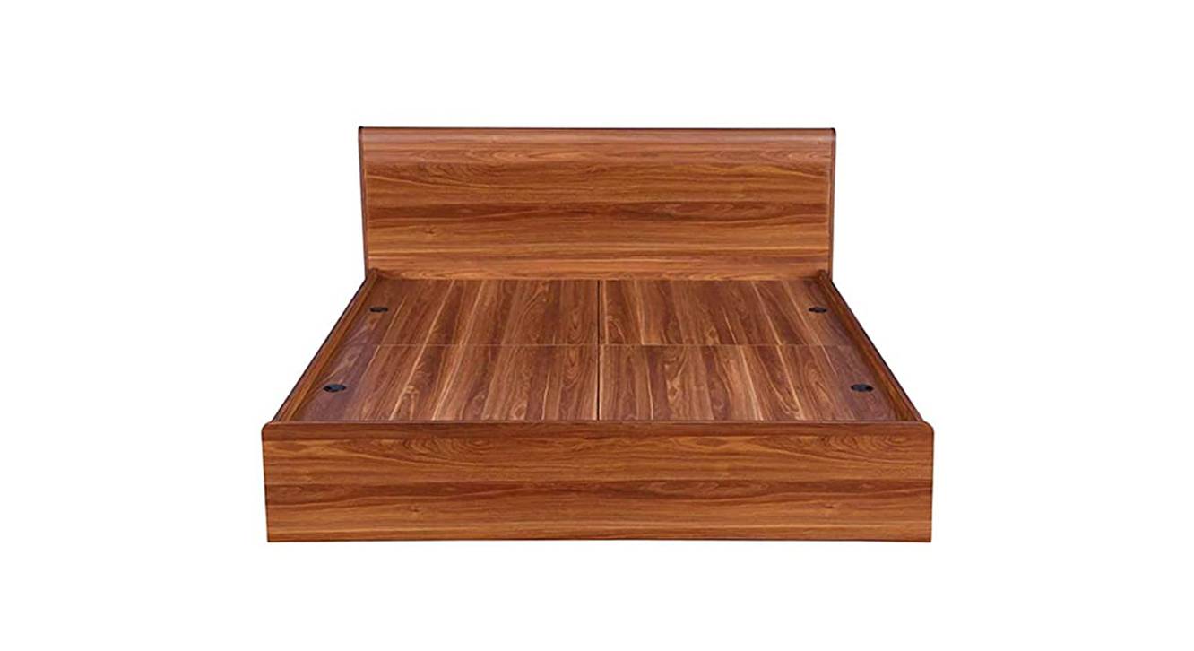 Helio Solid Wood Queen Size Box Storage Upholstered Bed in Matte Finish