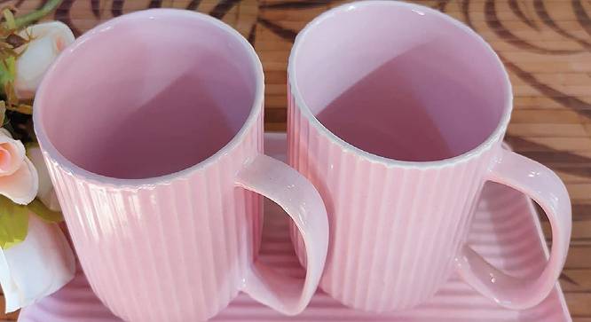 Erté Pink Ceramic Mug Set of 2 (Pink) by Urban Ladder - Design 1 Side View - 671184