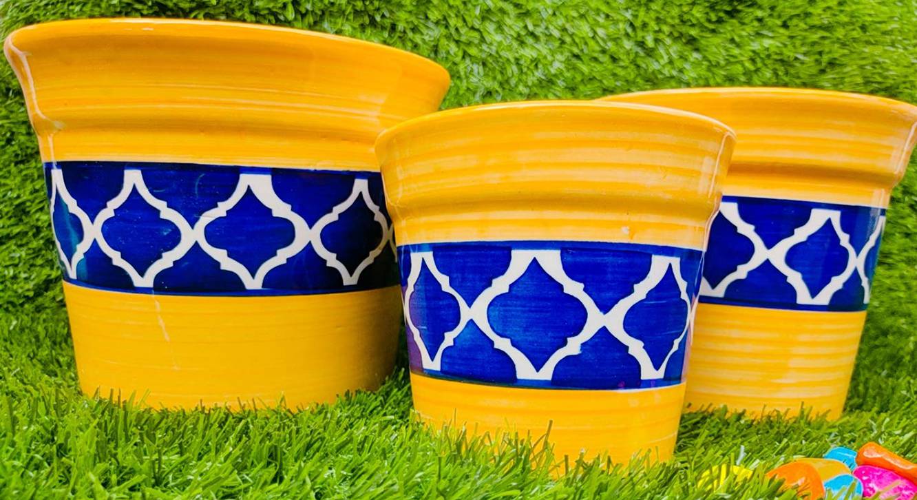 Yellow Ceramic Planter Urban Ladder