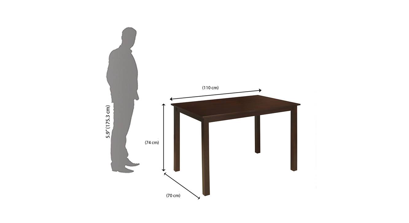 Ridge Solid Wood 4 Seater Dining Table with Set of 4 Chairs in Matte