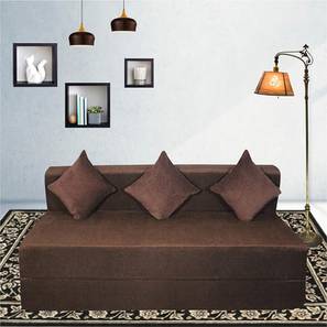 Seventh Heaven Design 3 Seater Fold Out Sofa cum Bed In Brown Colour