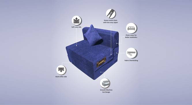 Fold Out Sofa cum Bed 6x2 Blue (Blue) by Urban Ladder - Front View Design 1 - 672114