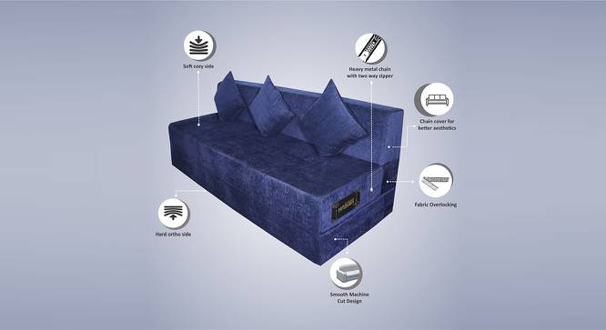 Fold Out Sofa cum Bed 6x6 Blue (Blue) by Urban Ladder - Front View Design 1 - 672129