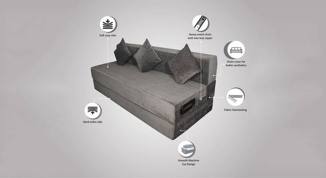 Fold Out Sofa cum Bed 6x6 Grey (Grey) by Urban Ladder - Front View Design 1 - 672135