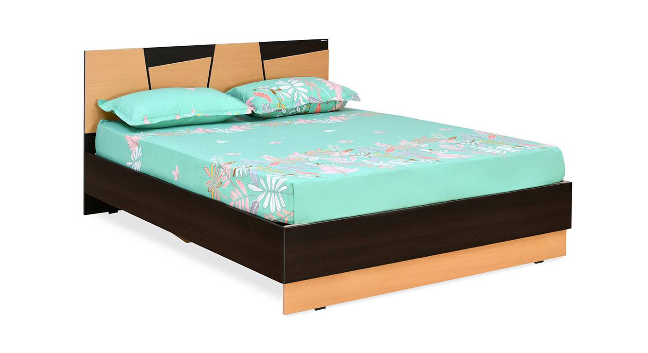 Floret Engineered Wood King Size Bed in Bovrian Beach Finish Urban Ladder