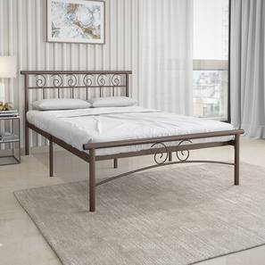 Double Beds Without Storage Design Sistema Metal Double Size Non Bed in Char Brown Finish