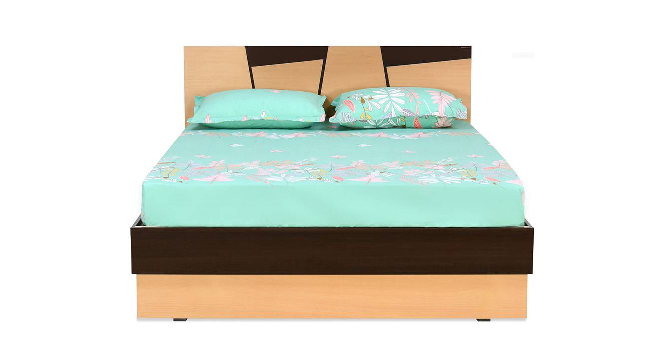 Floret Engineered Wood King Size Hydraulic Storage Bed in Bovrian Beach