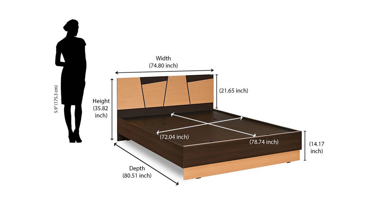 Floret Engineered Wood King Size Non Bed in Bovrian Beach Finish