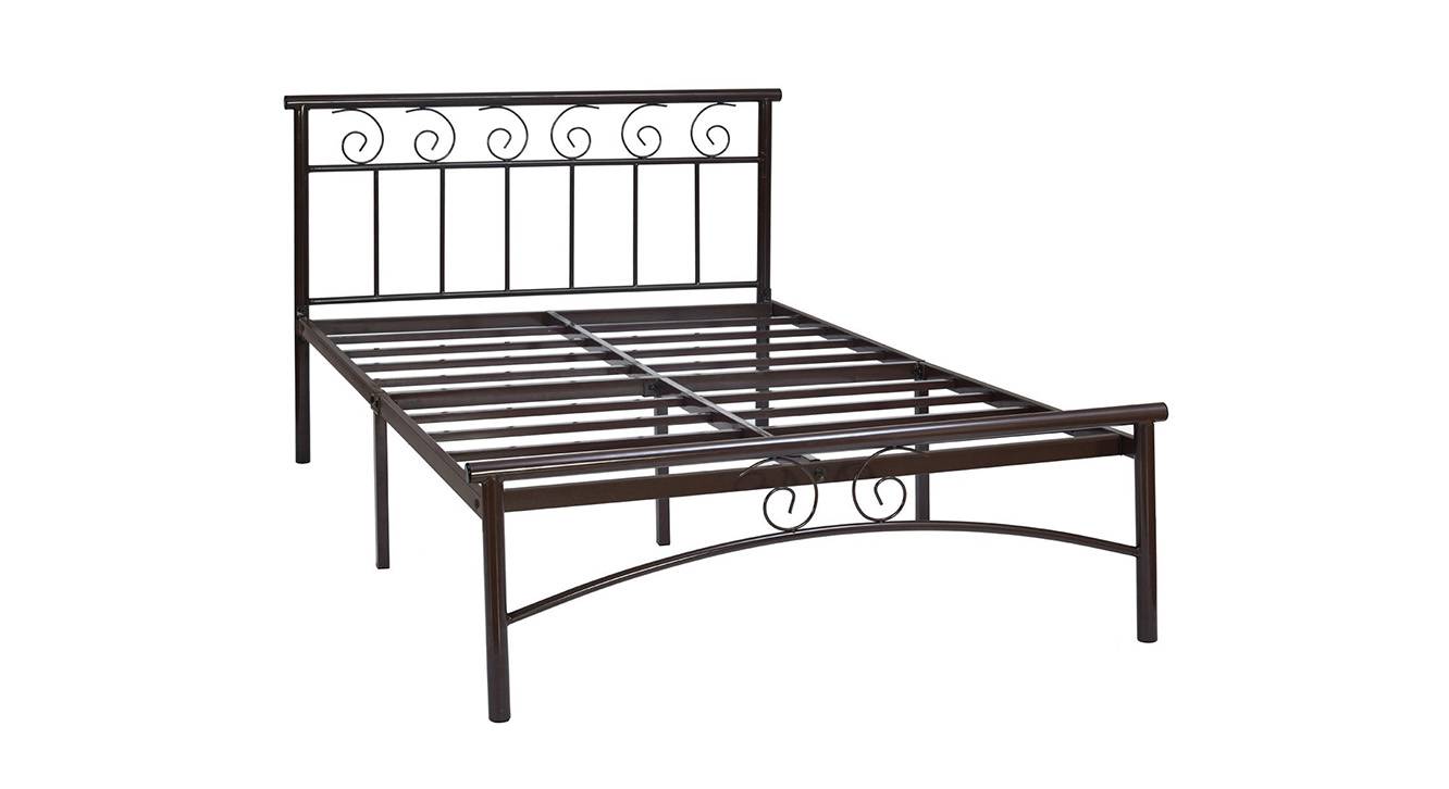 Sistema Metal Double Size Non Storage Bed in Char Brown Finish Urban