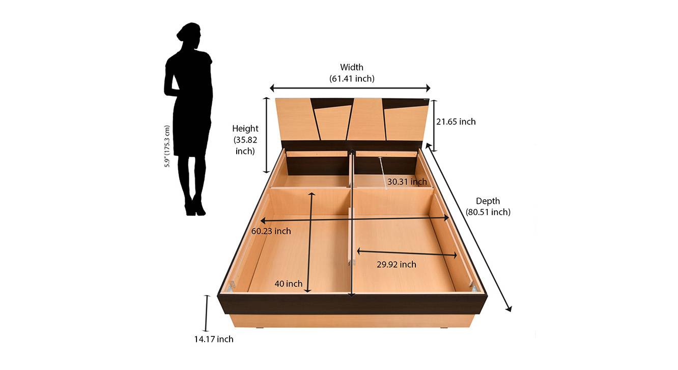 Floret Engineered Wood King Size Hydraulic Storage Bed in Bovrian Beach