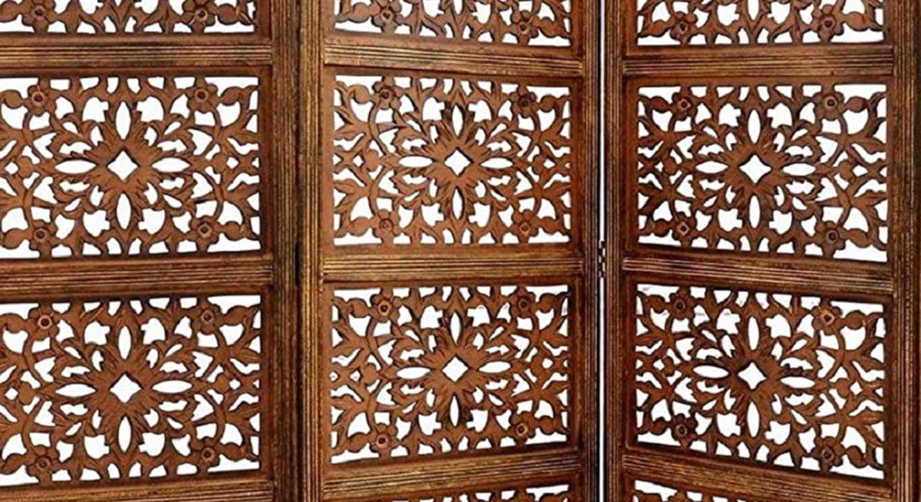 Solid Wood Room Divider in Brown Colour Urban Ladder