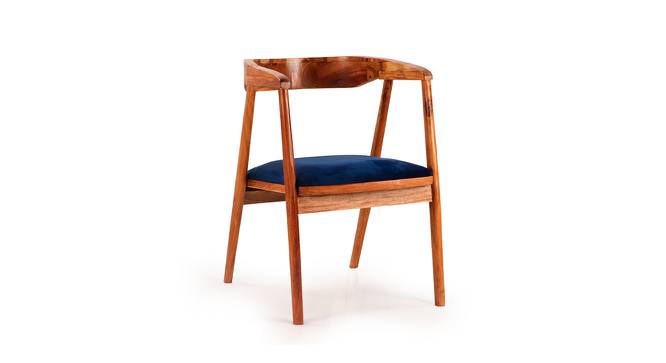 Fiesta Solid Wood Dining Chair (Brown, Honey Finish With Blue Cushion Finish) by Urban Ladder - Cross View Design 1 - 672995