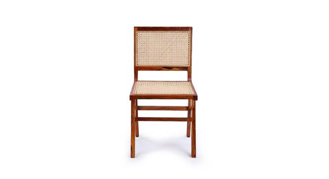 Finesse Solid Wood Dining Chair (White, Cream With Teak Finish Finish) by Urban Ladder - Front View Design 1 - 673002