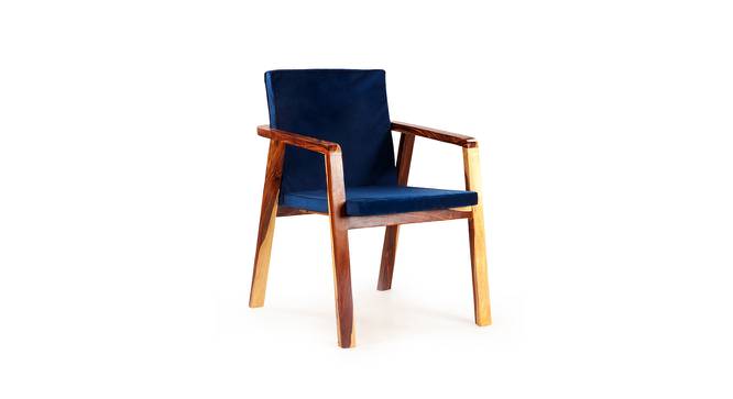 Finesse Solid Wood Dining Chair (Blue, Royal Blue With Natural Wooden Finish Finish) by Urban Ladder - Cross View Design 1 - 673081