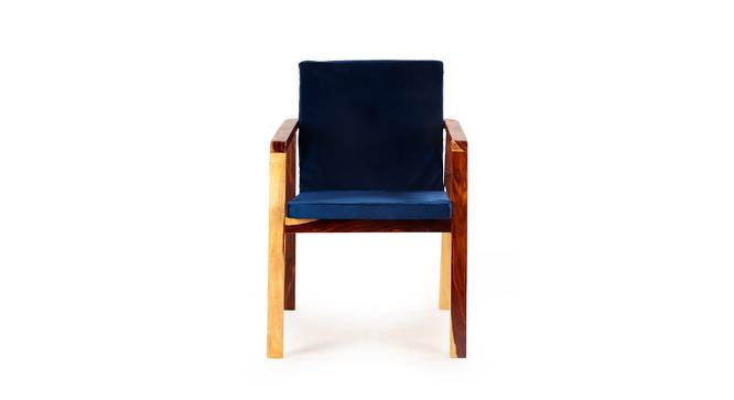 Finesse Solid Wood Dining Chair (Blue, Royal Blue With Natural Wooden Finish Finish) by Urban Ladder - Front View Design 1 - 673096