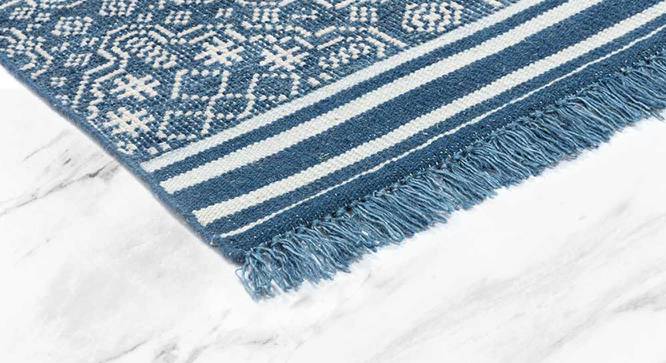 Saint James Hand Knotted Woollen and Cotton Rug (Blue, 8 x 5 Feet Carpet Size) by Urban Ladder - Cross View Design 1 - 673187