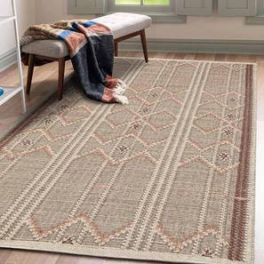 Dhurries Design Portico Coral Geometric Hand Woven Wool 6 X 4 Feet Dhurrie