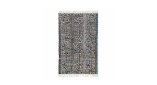 Portico Hand Woven Woollen and Jute Dhurrie (Navy, 6 x 4 Feet Carpet Size) by Urban Ladder - Front View Design 1 - 673244