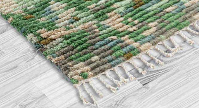 Fieldstone Moss Hand Woven  Woollen Dhurrie (Green, 8 x 5 Feet Carpet Size) by Urban Ladder - Cross View Design 1 - 673259