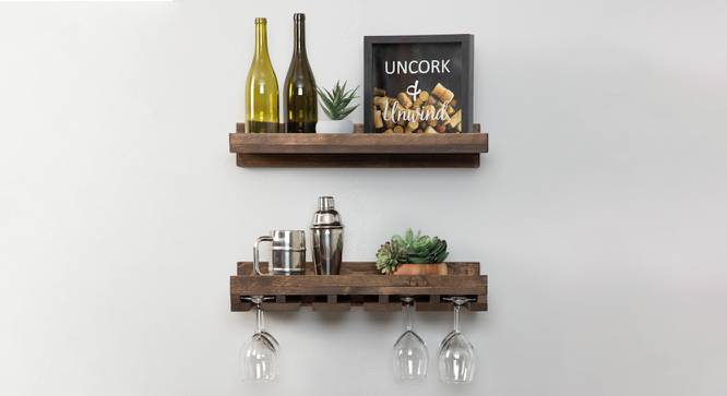 Rustic Wall Mount Bar (Brown) by Urban Ladder - Design 1 Side View - 673930