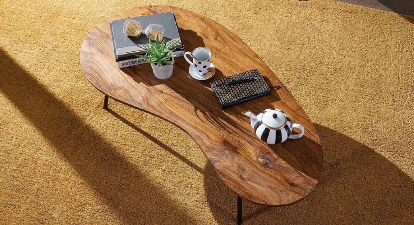 Bean Abstract Solid Wood Coffee Table in Melamine Finish Urban Ladder