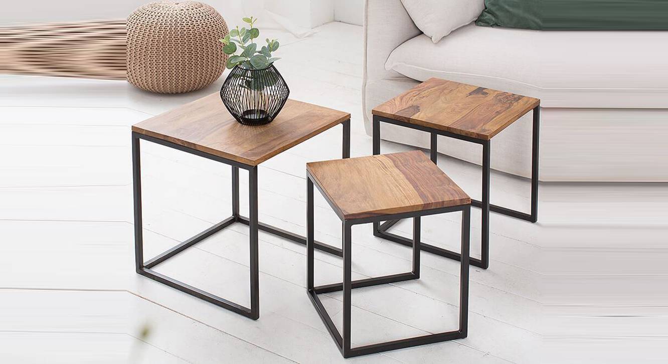 Pollo Metal Side Table in Melamine Finish Urban Ladder