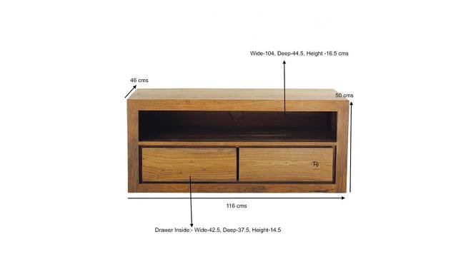 Harry Tv Cabinet 2 Drawer (Melamine Finish) by Urban Ladder - Design 1 Dimension - 673994