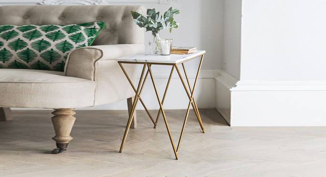 Ran Marble Side Table (White Finish) by Urban Ladder - Front View Design 1 - 674060