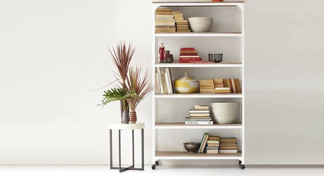 Rolling Wheel Bookcase (Melamine Finish) by Urban Ladder - Front View Design 1 - 674094