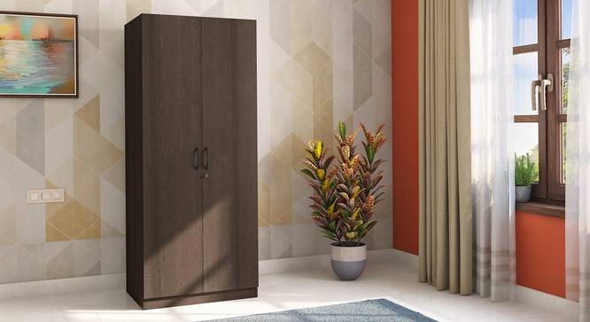Zoey Two Door Wardrobe (Without Mirror Configuration, Dark Wenge Finish) by Urban Ladder - Full View - 674348