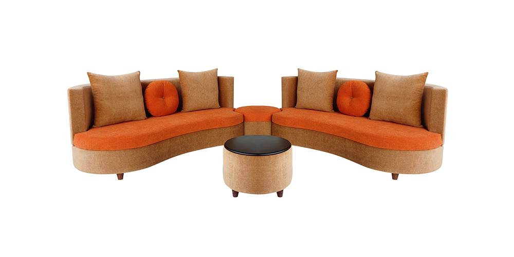 Olivia Fabric Sofa (Orange) by Urban Ladder - - 
