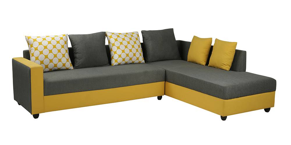 Riviera Fabric Sofa (Grey & Yellow) by Urban Ladder - - 