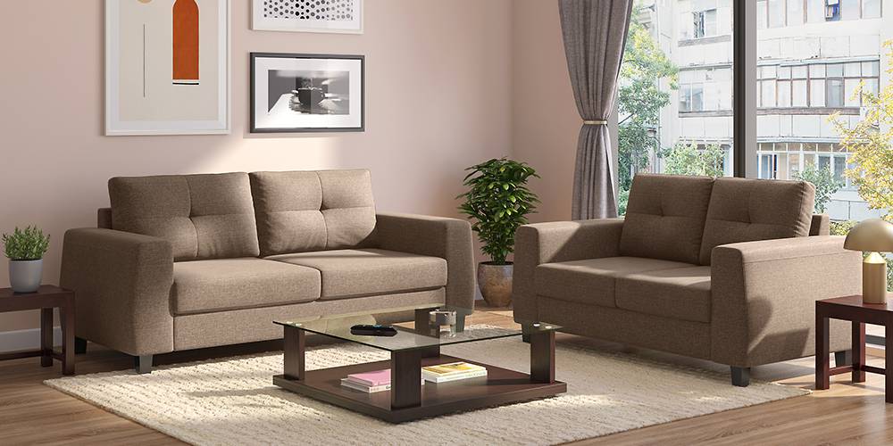 Edward Fabric Sofa (Mocha Brown) Urban Ladder