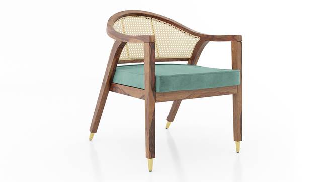 Hayworh lounge chair (Teak Finish, Dusty Turquoise Velvet) by Urban Ladder - Design 1 Side View - 675619
