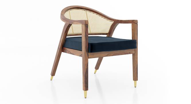 Hayworh lounge chair (Teak Finish, Sea Port Blue Velvet) by Urban Ladder - Design 1 Side View - 675620