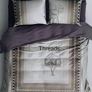 Collections New In Tamluk Design Grey Floral 390 TC Cotton Double Size Bedsheet with 2 Pillow Covers