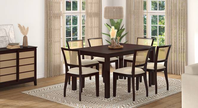 Oliver - Argiro 6 Seater Dining Set (Mahogany Finish, Macadamia Brown) by Urban Ladder - Front View Design 1 - 675750