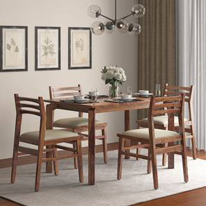 Solid Wood 4 Seater Dining Table Sets Design Catria Leon Solid Wood 4 Seater Dining Table with Set of 4 Chairs in Teak Finish